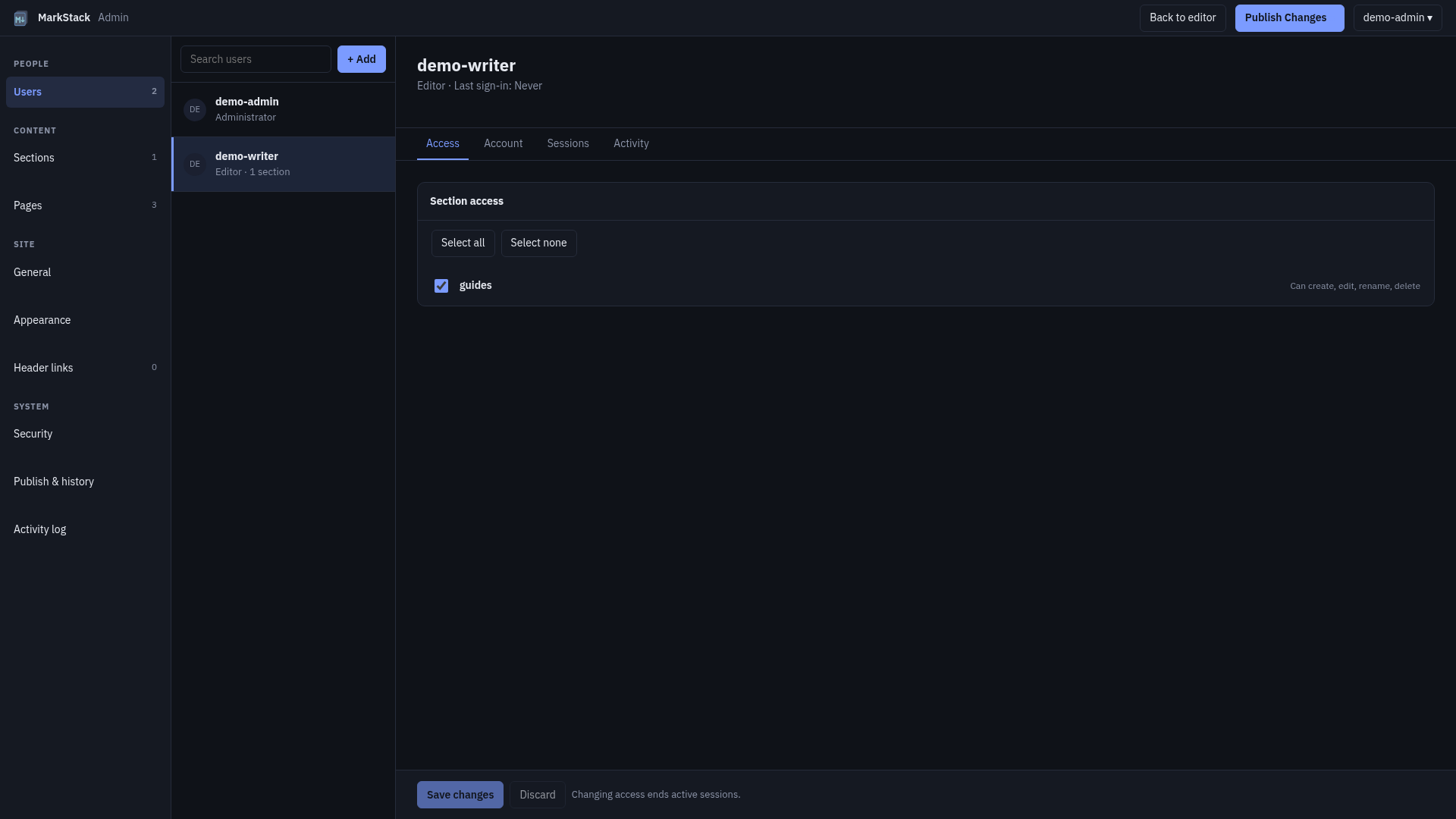 Actual V2 Admin account access screen with fictional accounts